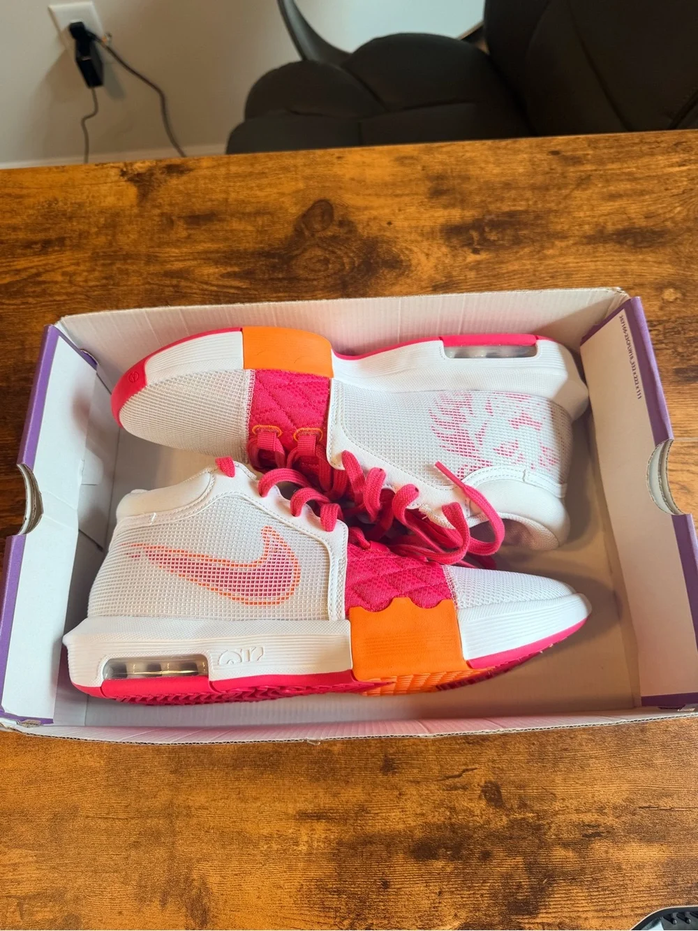 Nike Lebron Witness Sneakers in White & Pink